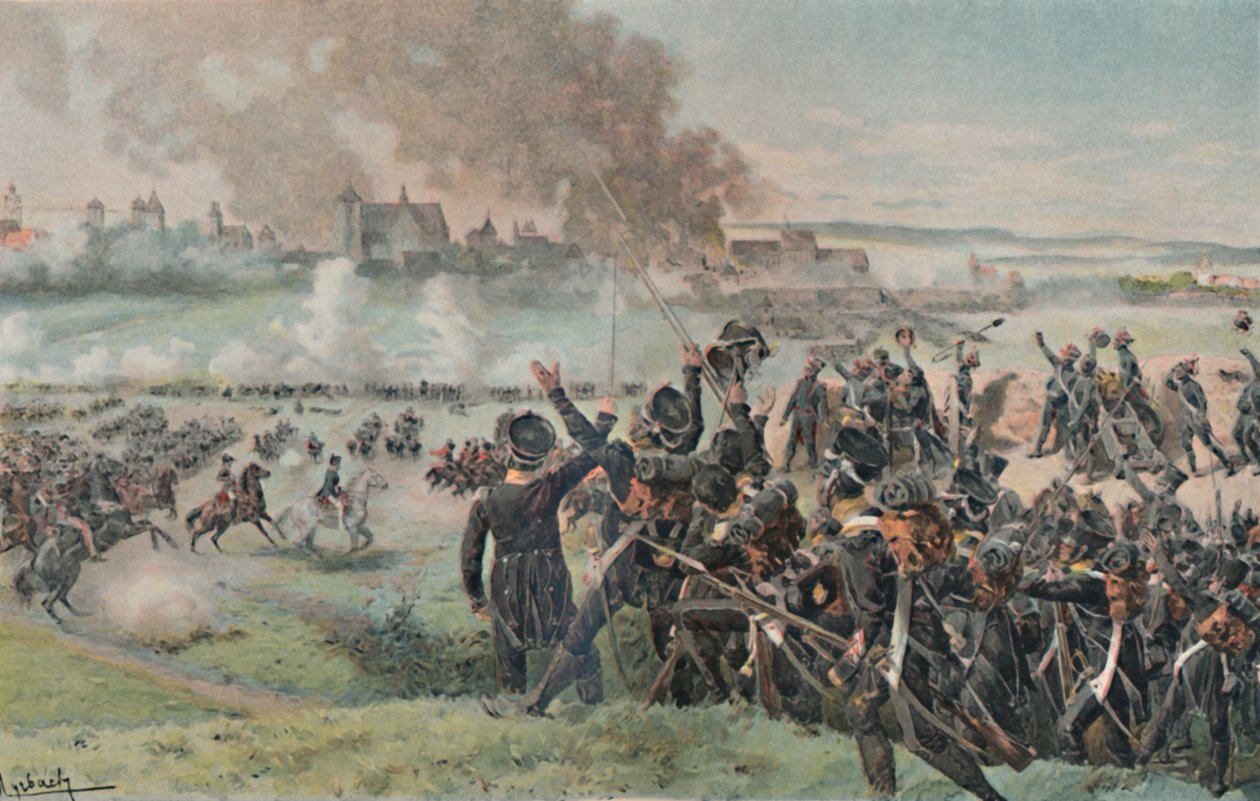 Genoptræden af Napoleon på marken før Ratisbon, 1809, 1896. af Unbekannt