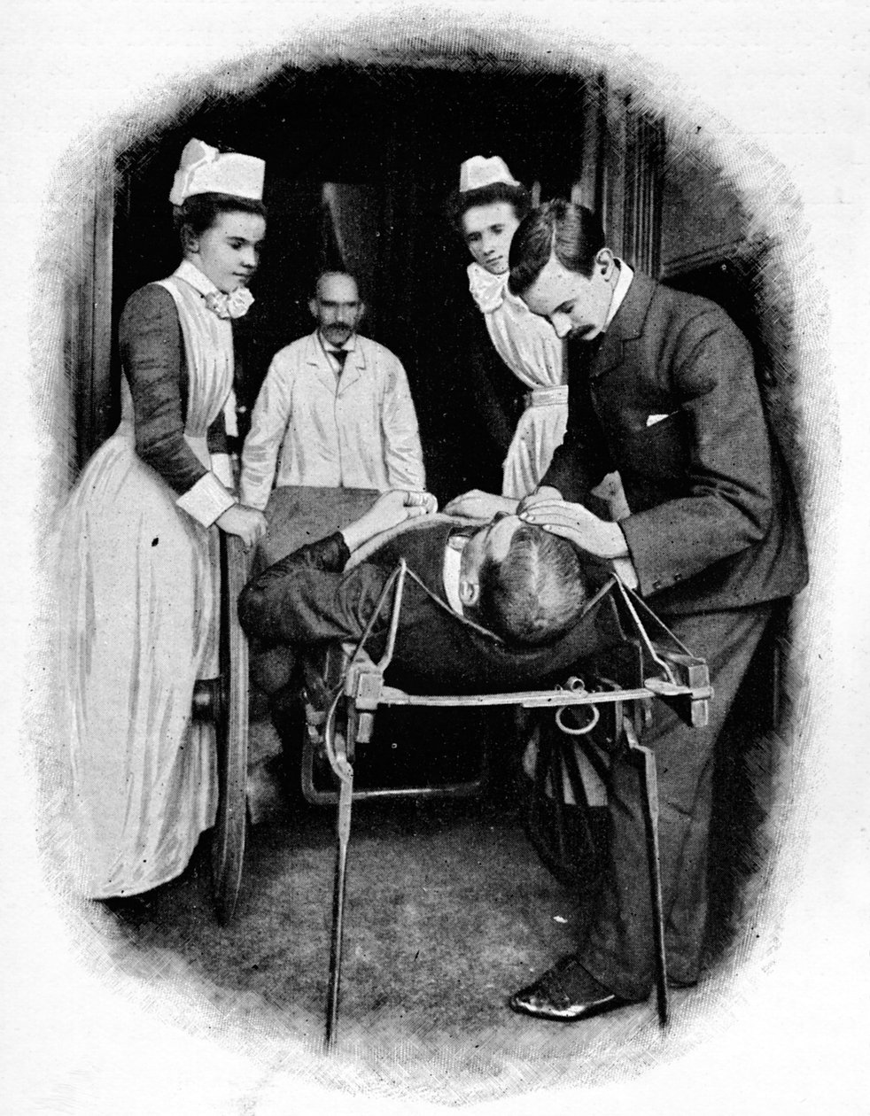 Modtager en ulykkestilfælde på Poplar Hospital, London, c1903 1903 af Unbekannt