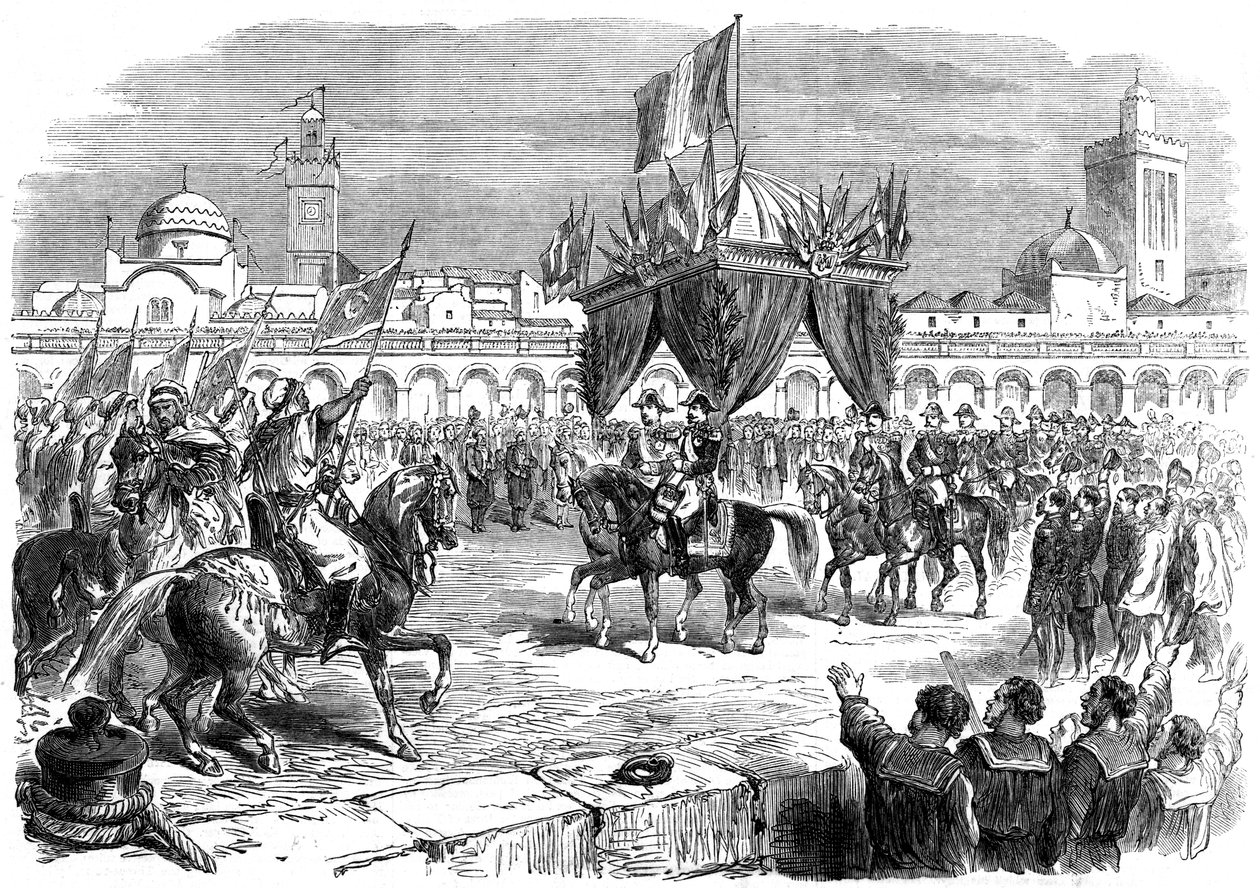 Modtagelse af kejseren af Frankrig på kajen ved Algier, 1865 af Unbekannt