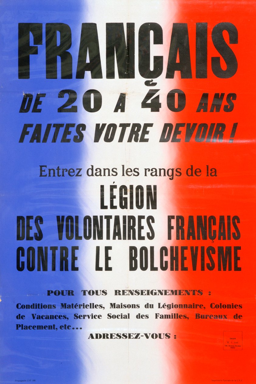Recruitment poster for the Legion of French Volunteers, 1941-1944dani af Unbekannt