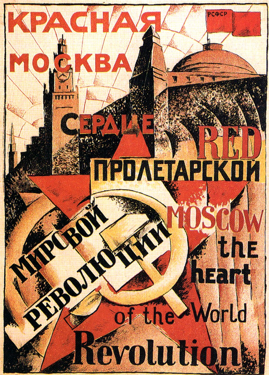 Red Moscow Heart of World Revolution, plakat, 1921 af Unbekannt