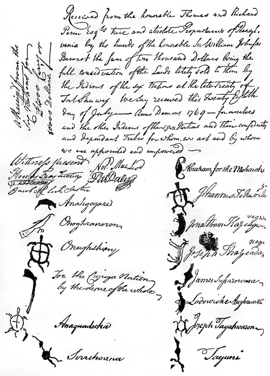 Reduceret faksimile af en traktat mellem de britiske og indianske stammer, 1769, c1880 af Unbekannt