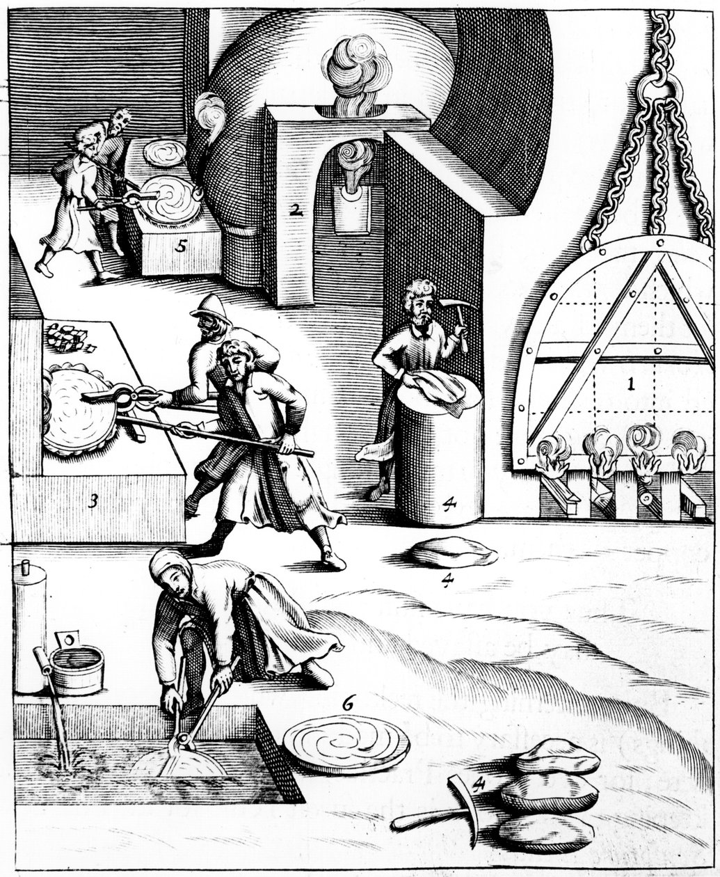 Raffinering af kobber ved hjælp af den ungarske proces, 1683 af Unbekannt