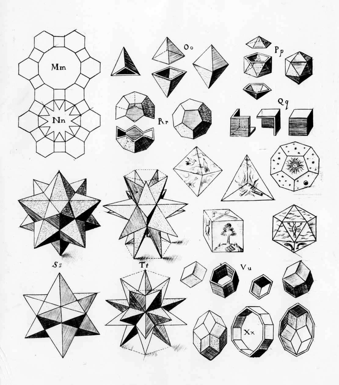 Regulære geometriske faste stoffer af forskellige typer, 1619 af Unbekannt