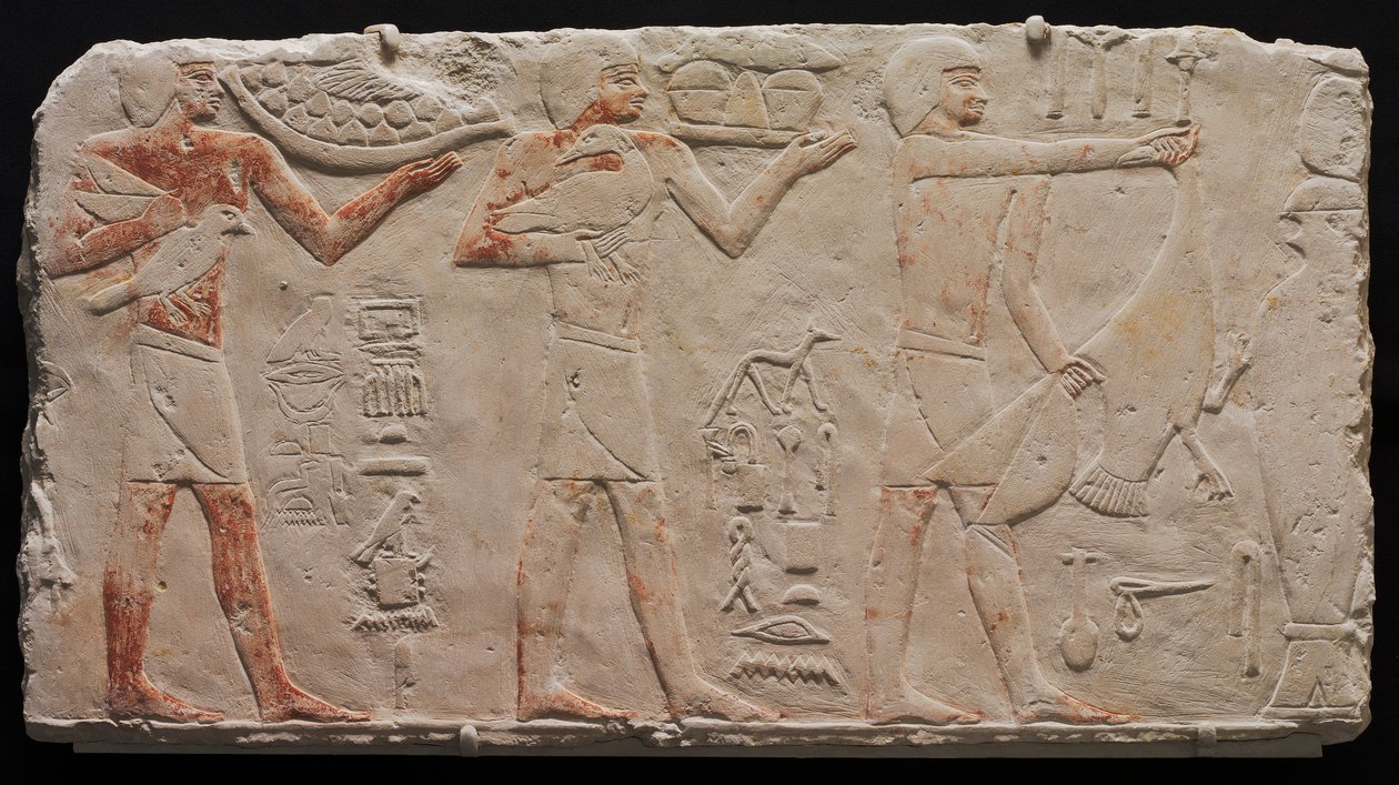 Relief af tre offerbærere, ca. 2311-2281 f.Kr. af Unbekannt
