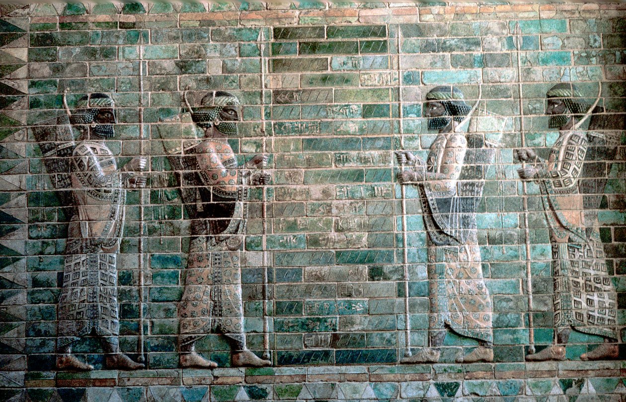 Relief viser bueskytter af den persiske kongelige garde, palads Darius I, Susa, c500 f.Kr. af Unbekannt