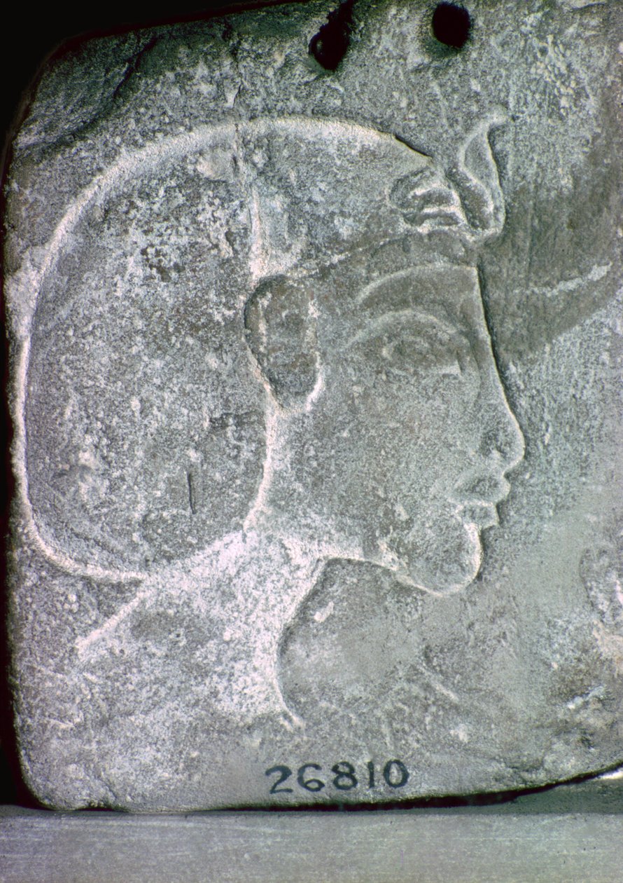 Relief, der viser Akhenatens hoved, 1300-tallet f.Kr af Unbekannt