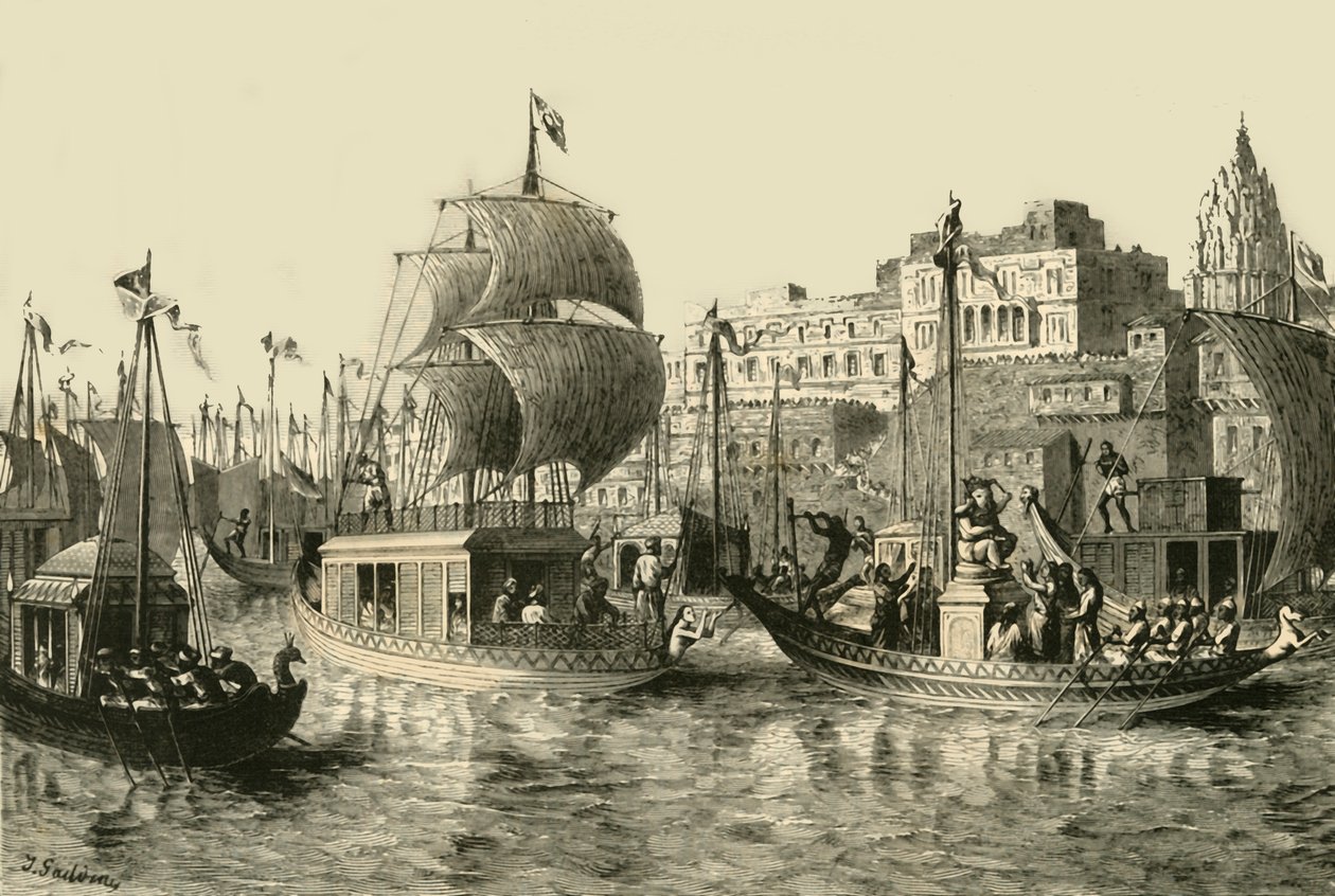 Religiøs festival i Benares, 1890. af Unbekannt
