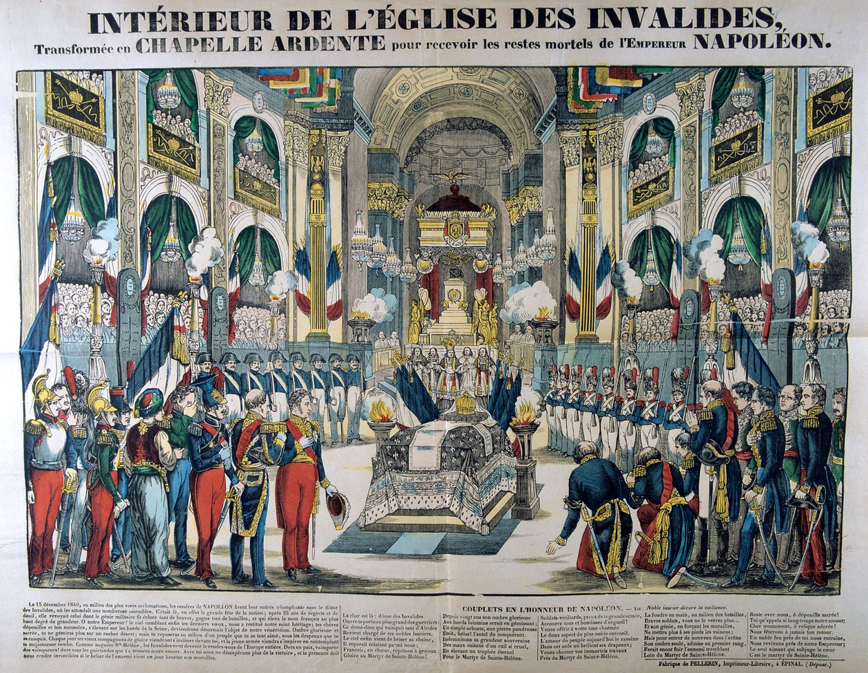 Rester af Napoleon I bringes til Les Invalides i Paris, 15. december, 1840, 19. århundrede af Unbekannt