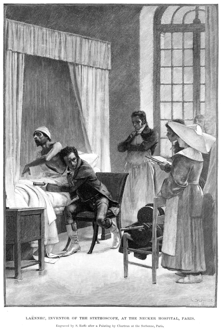 Rene Theophile Hyacinthe Laennec, fransk læge, der opfandt stetoskopet, 1889 af Unbekannt