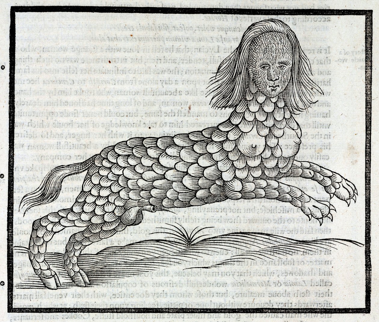 "Representation de la creature Lamia (Sybaris) Dybtryksdæk af "History of Four-Footed Beastes" d