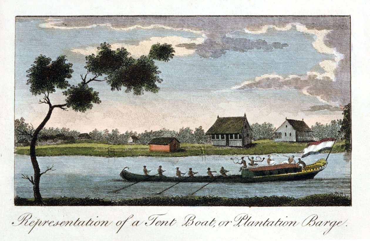 Repræsentation af en teltbåd eller plantagepram, 1813 af Unbekannt