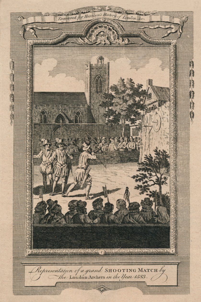 Repræsentation af en storslået skydekamp af London Archers i år 1583, 1775. af Unbekannt