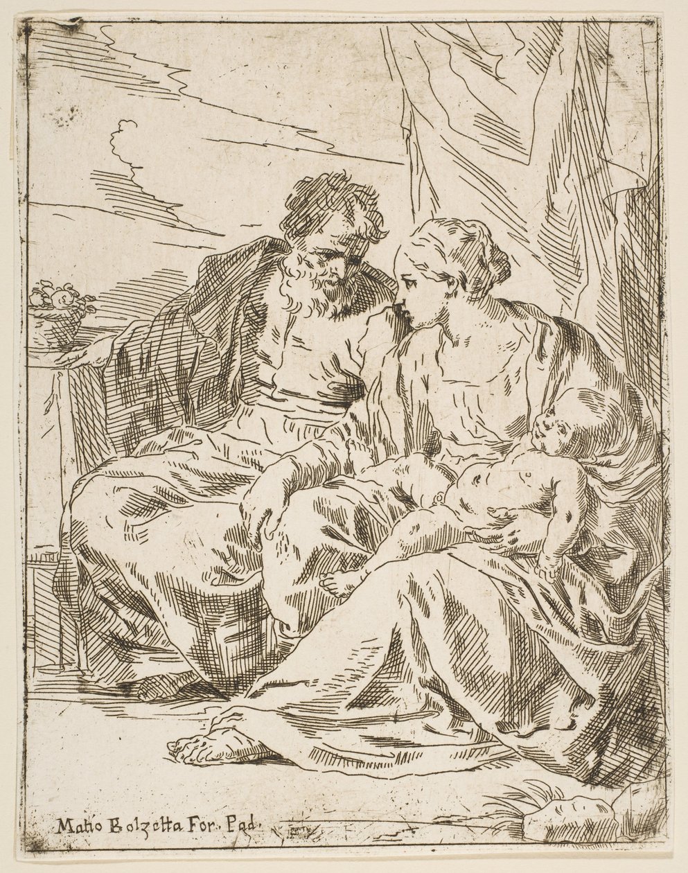 Hvil på flugten til Egypten, hvor Maria holder spædbarnet Kristus, mens St. ..., ca. 1637-1639 eller senere. af Unbekannt