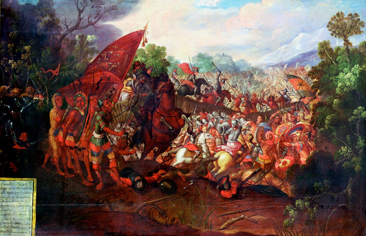 Tilbagetrækning af Hernando Cortes fra Tenochtitlan, Mexico, 1520 af Unbekannt