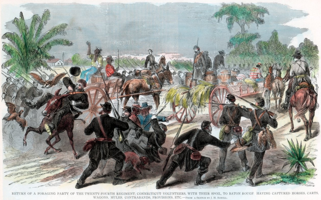 Retur af en fodergænger til Baton Rouge, Louisiana, amerikansk borgerkrig, c1862 af Unbekannt