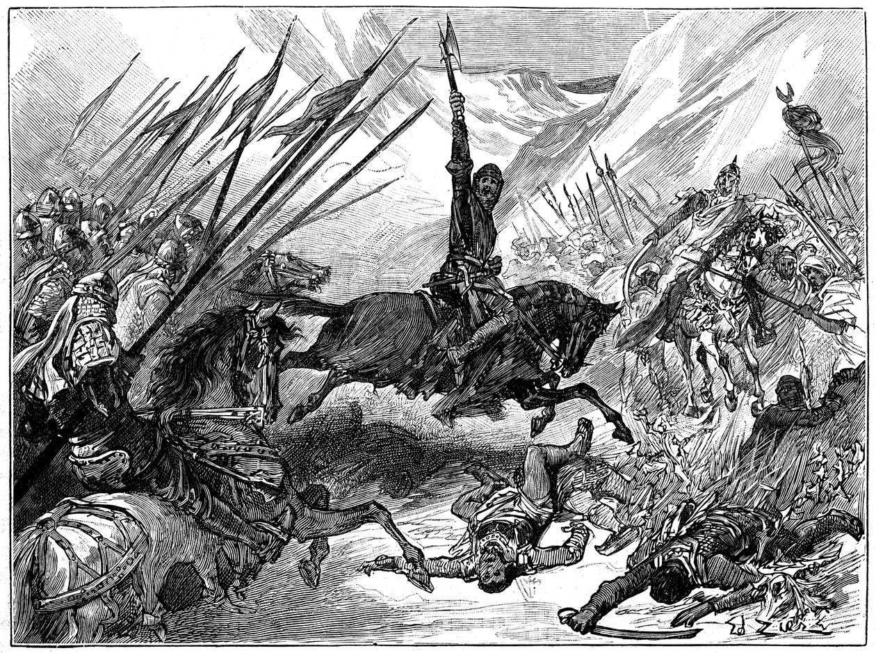 Richard I, Coeur de Lion ved slaget ved Arsuf, 1191, c1880 af Unbekannt