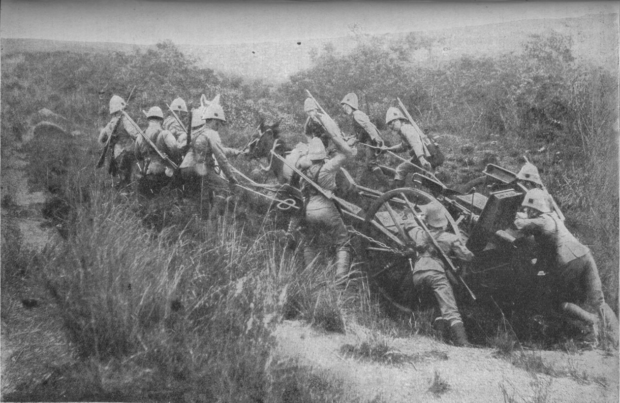 Rifle Brigade øver bakkeklatring med Maxim, 1902 af Unbekannt