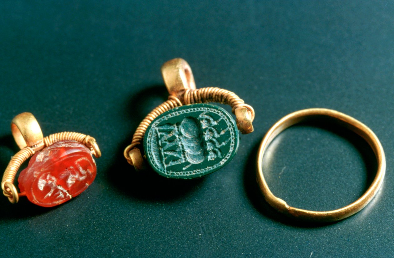 Ringe med inskription, smykker, Tunesien, c3rd-4th Century af Unbekannt