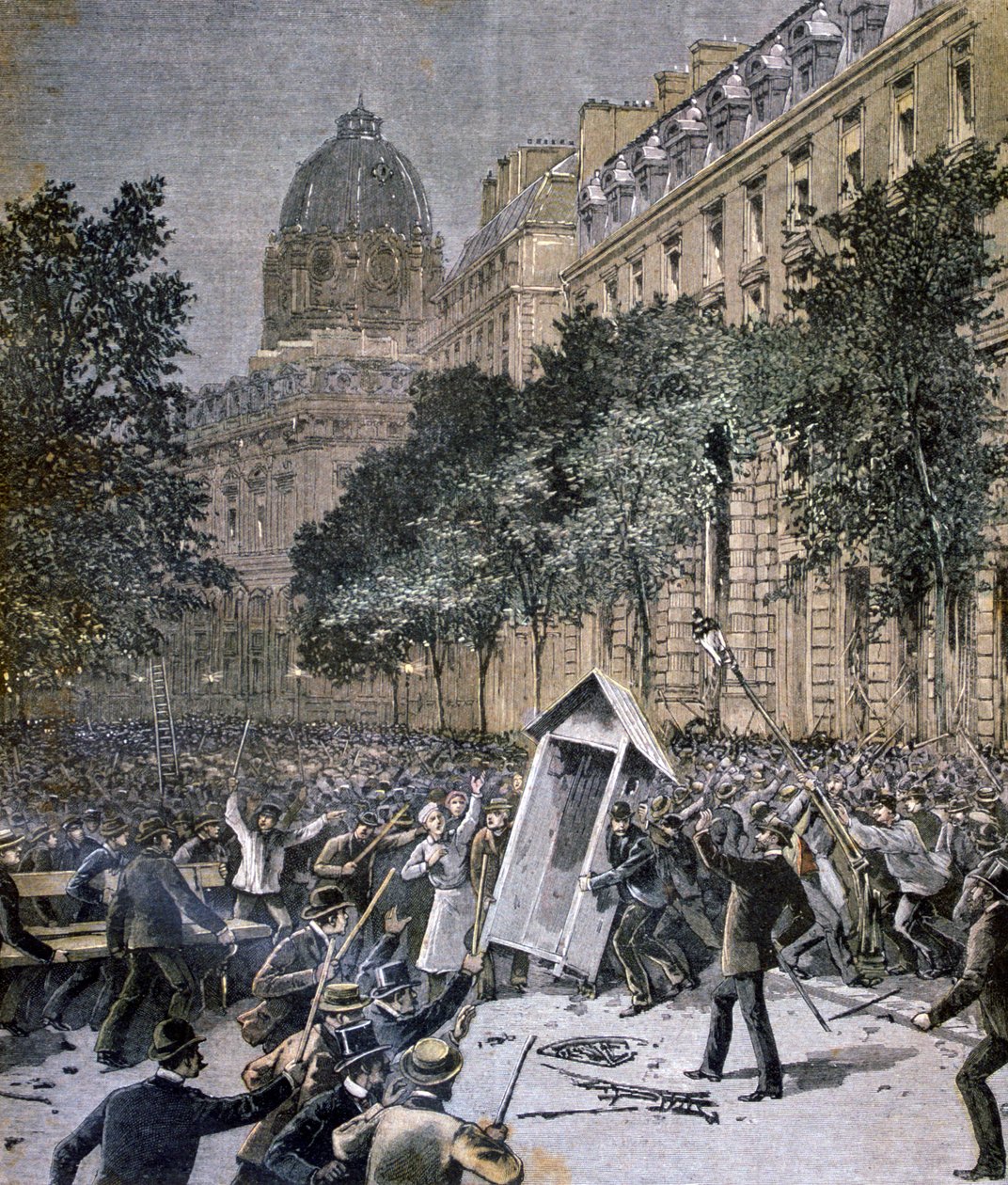 Optøjer i Paris, 1893 af Unbekannt