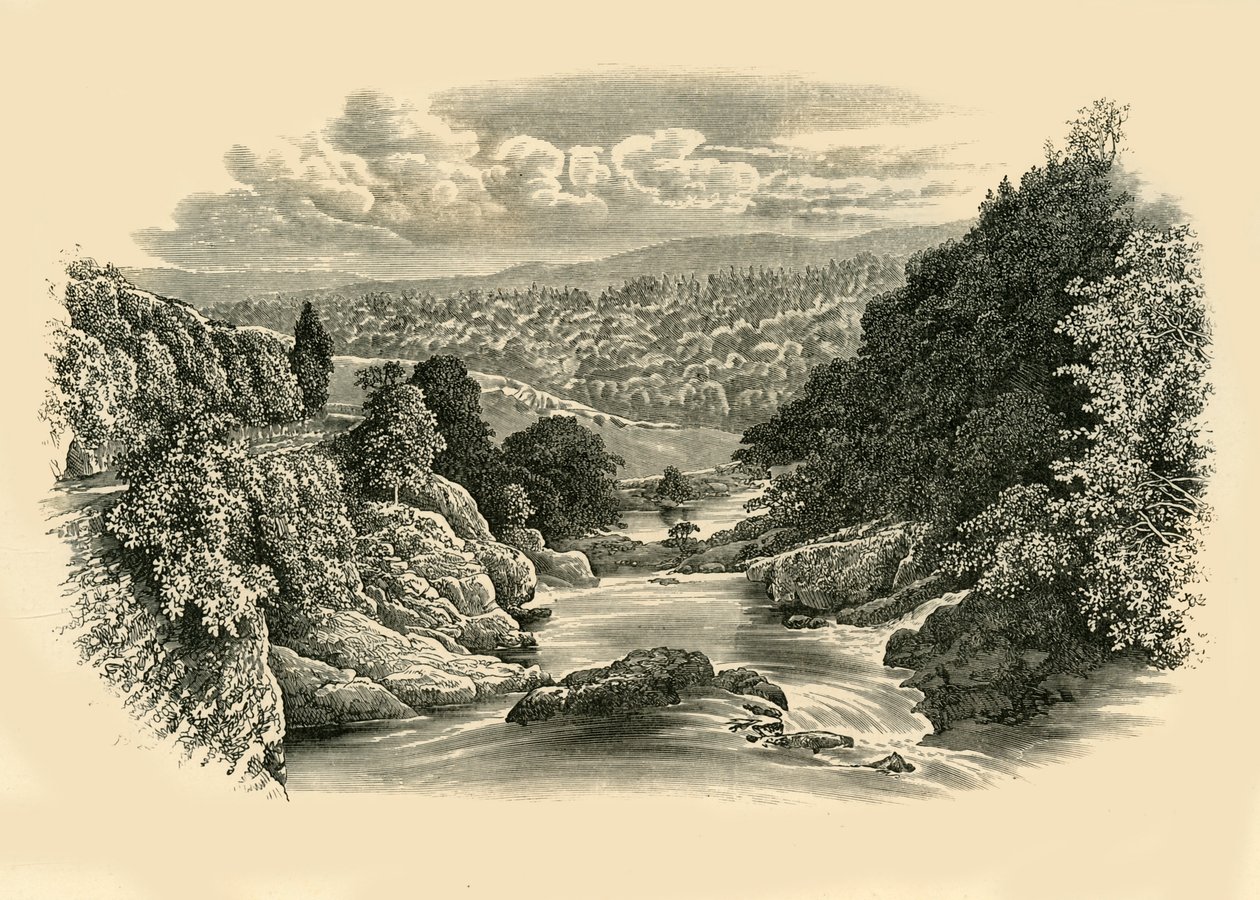 Flodscene ved Pont-Y-Cyffing, c1890. af Unbekannt