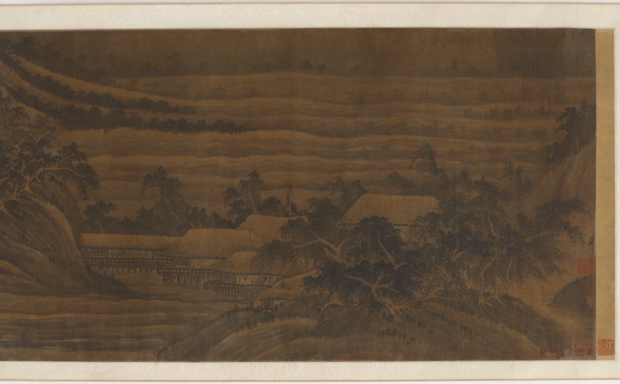 Floddal med huse og templer, Ming-dynastiet, 15.-16. århundrede. af Unbekannt