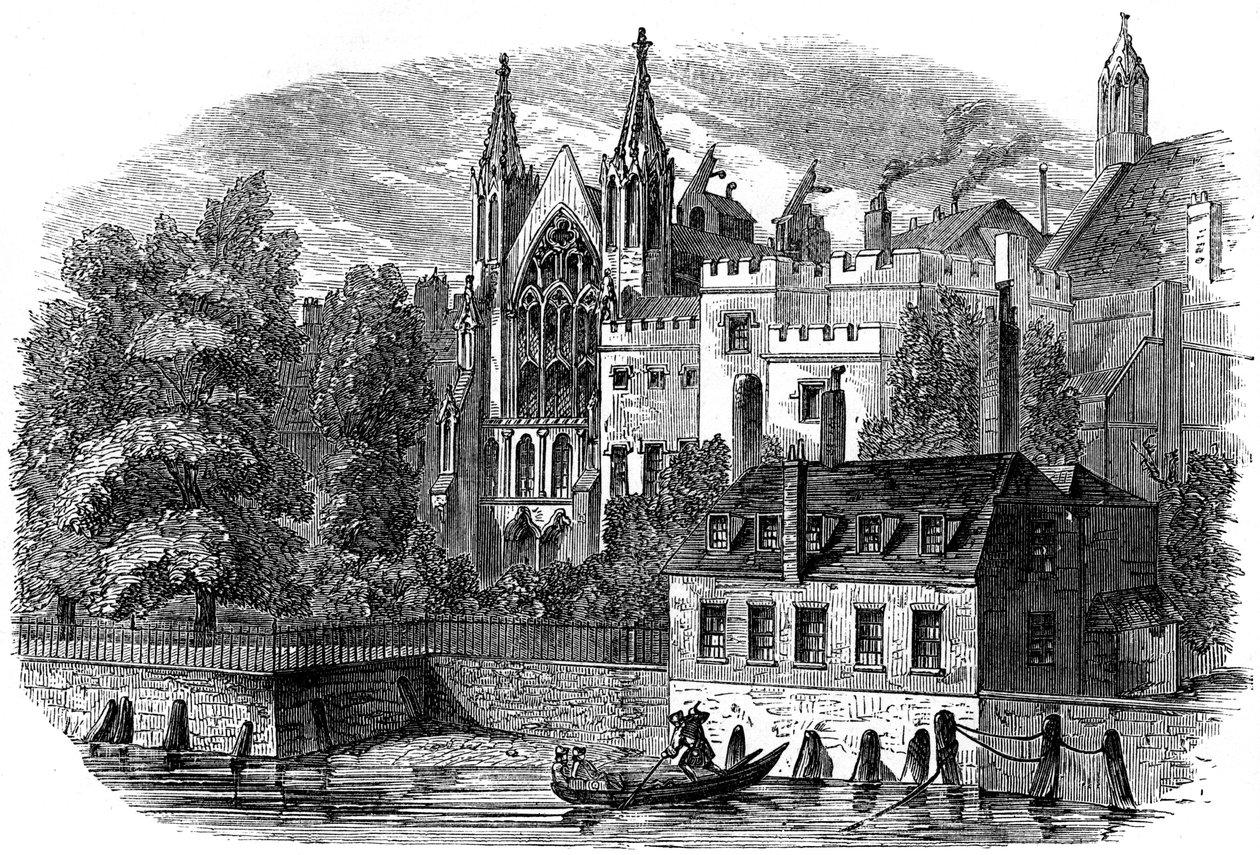 Flodfronten af det gamle House of Peers House of Lords, London, 1800-tallet af Unbekannt