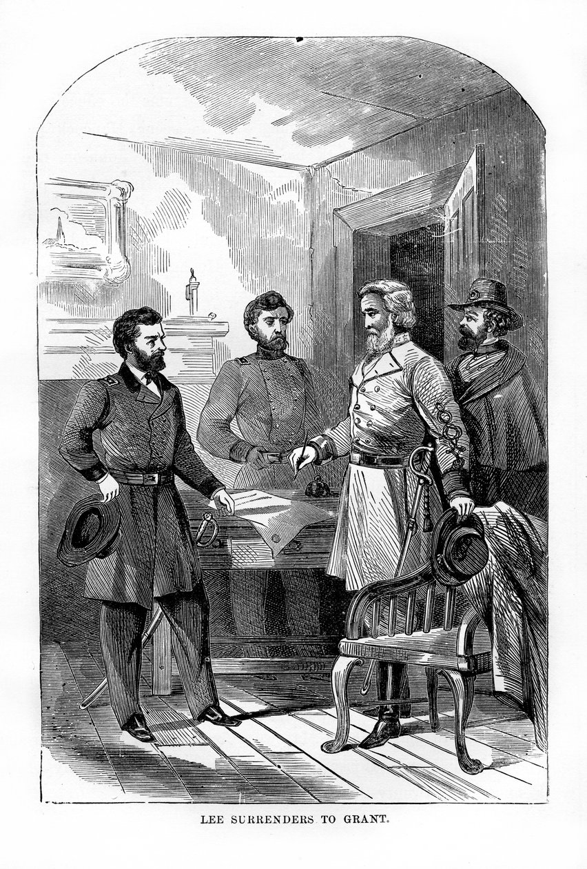 Robert E Lee overgiver sig til Ulysses S Grant, 9. april 1865, 1872 af Unbekannt