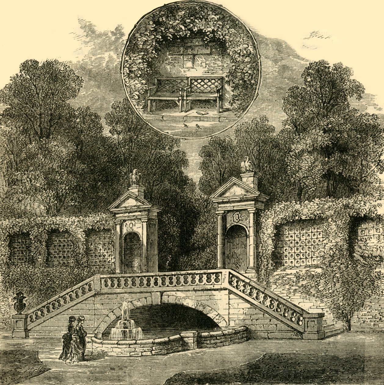 Rogers Seat og Inigo Jones Gateway, Holland House, c1876. af Unbekannt