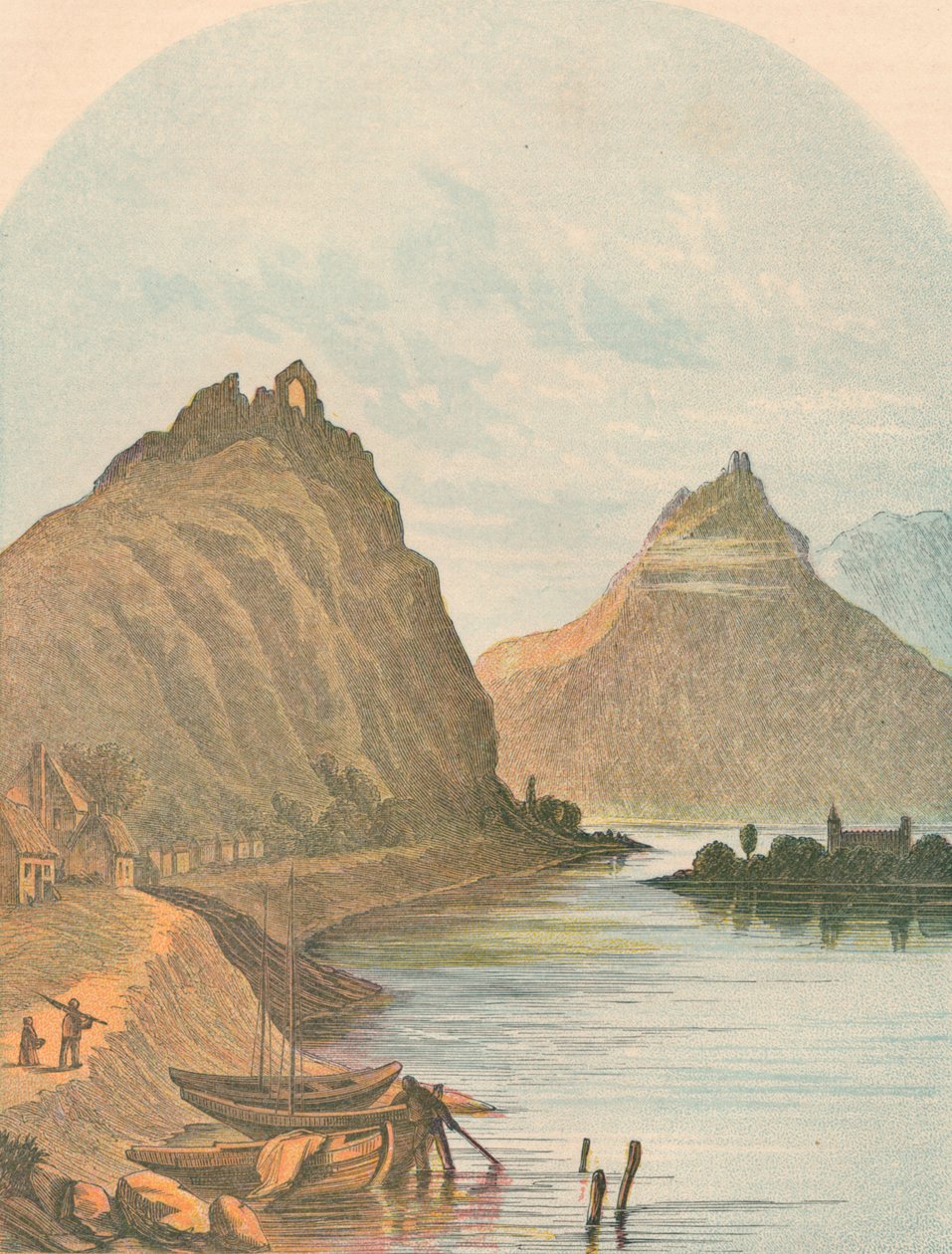 Rolandseck og Kloster Nonnenwerth, 1864. af Unbekannt