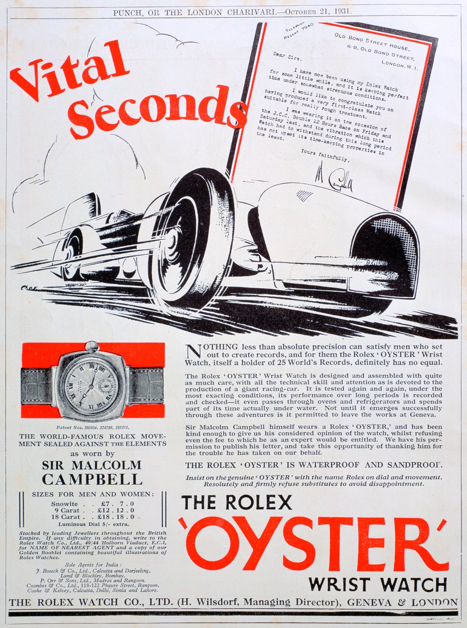 Rolex Oyster armbåndsur annonce, 1931 af Unbekannt