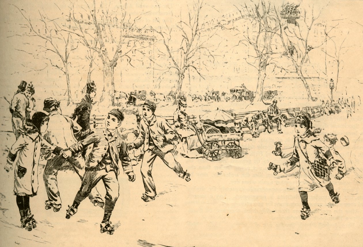 Rulleskøjteløb på Madison Square, New York, 1881. af Unbekannt