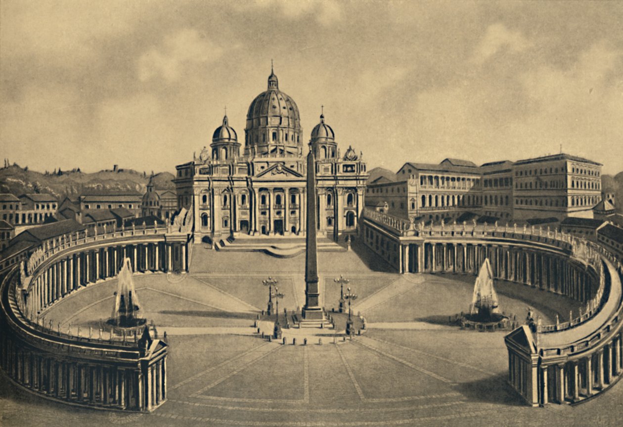 Roma - Basilikaen og Sankt Peterspladsen. Vatikanets palads, 1910 af Unbekannt