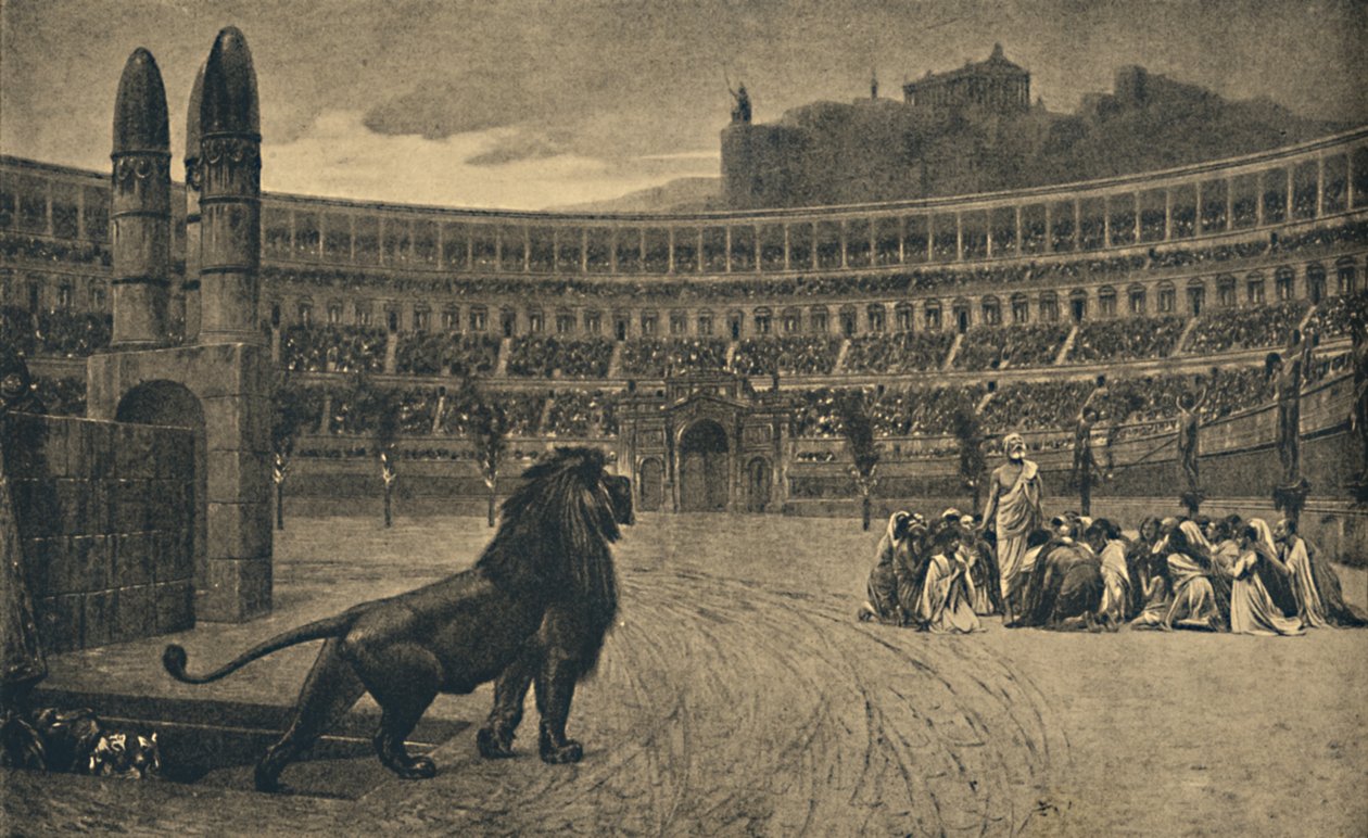 Roma - Circus Maximus - De kristnes sidste bøn kastet til de vilde dyr, 1910 af Unbekannt