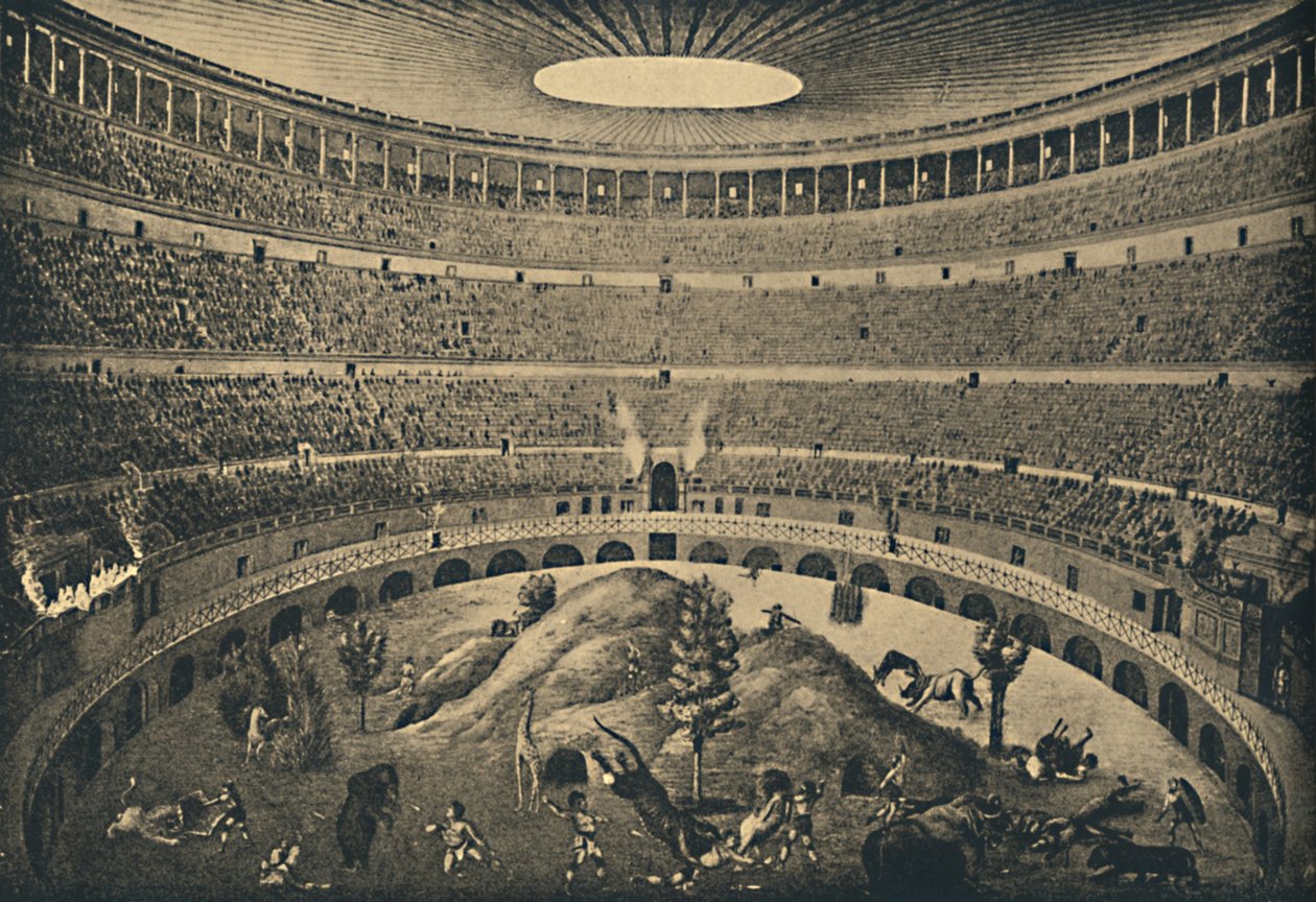 Roma - Colosseum - Rekonstruktion af en jagt på vilde dyr, 1910 af Unbekannt