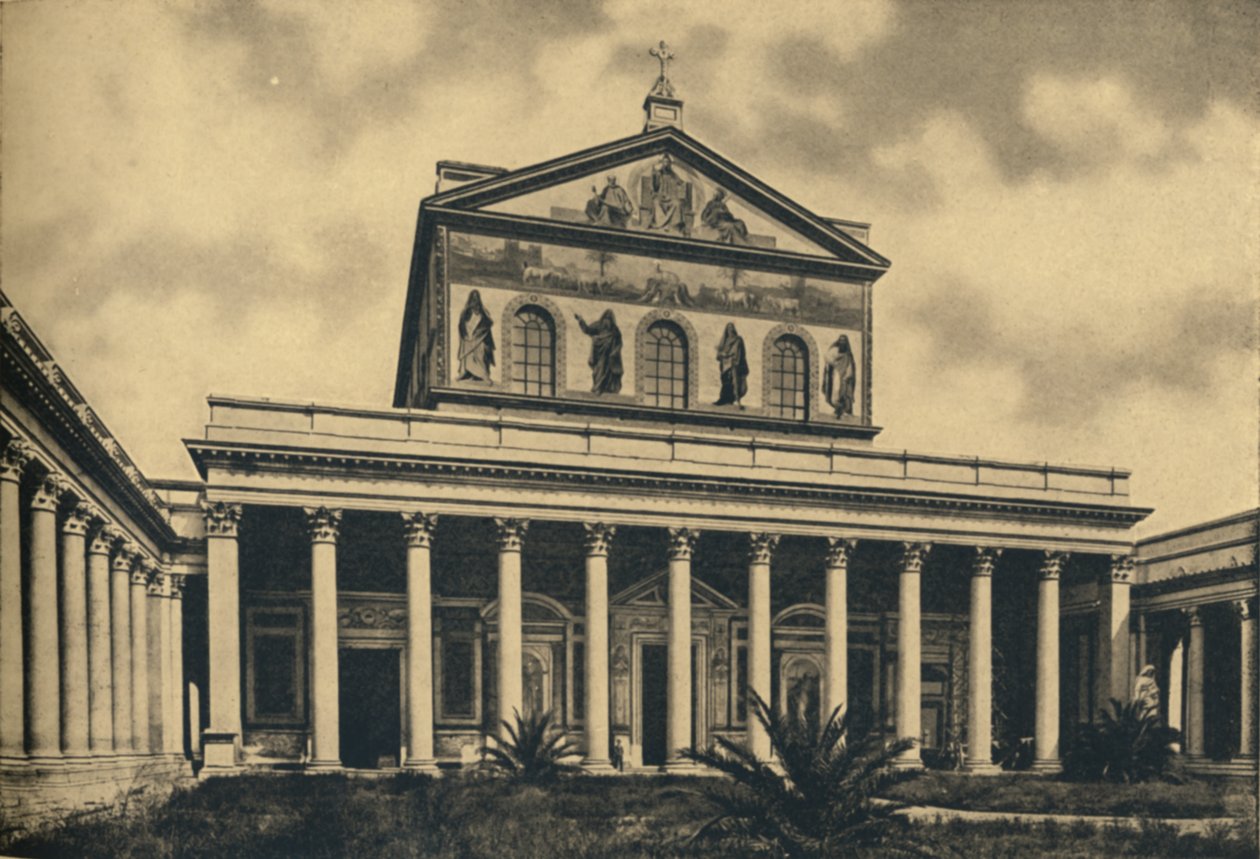 Roma - Hovedfacade af Basilica of St. Paul uden vægge, 1910. af Unbekannt