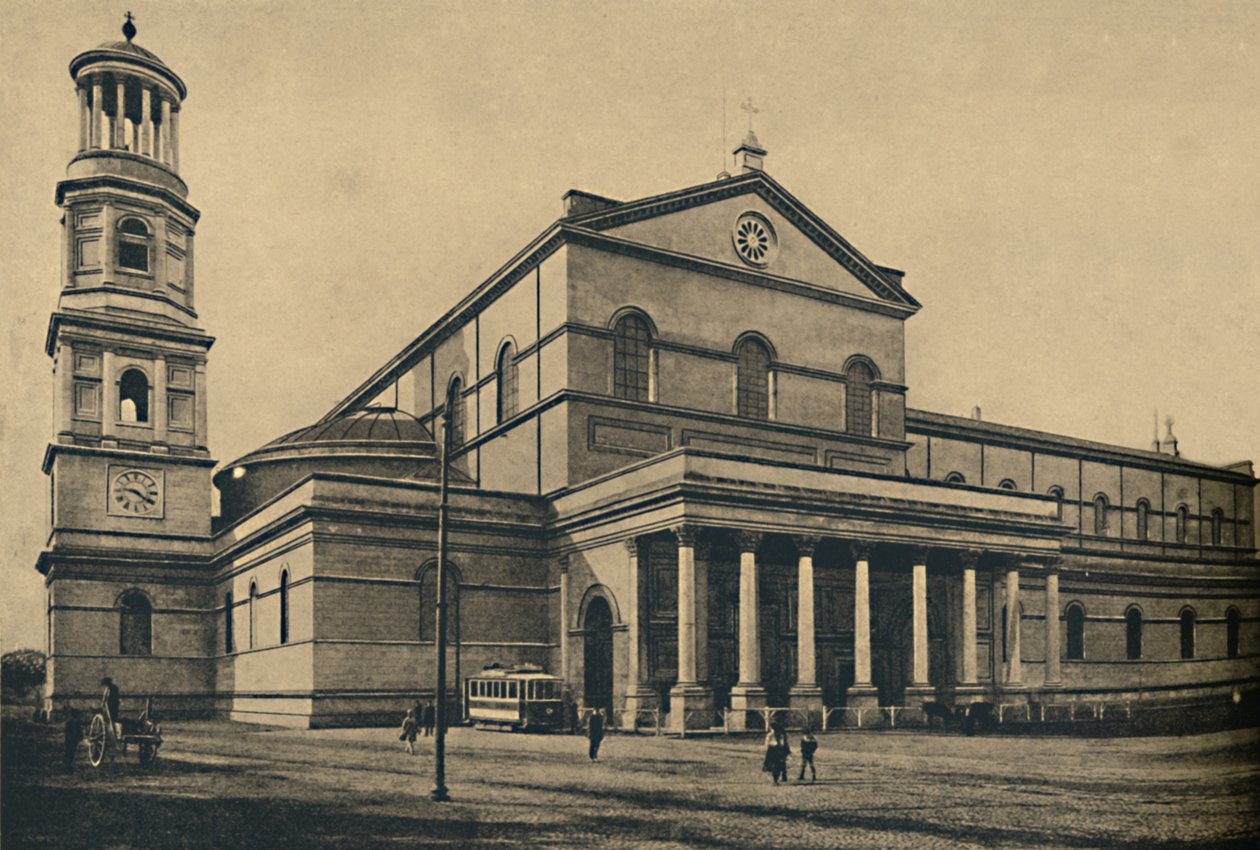Roma - Sideportiko og klokketårn i Basilica of St. Paul uden murene, 1910 af Unbekannt