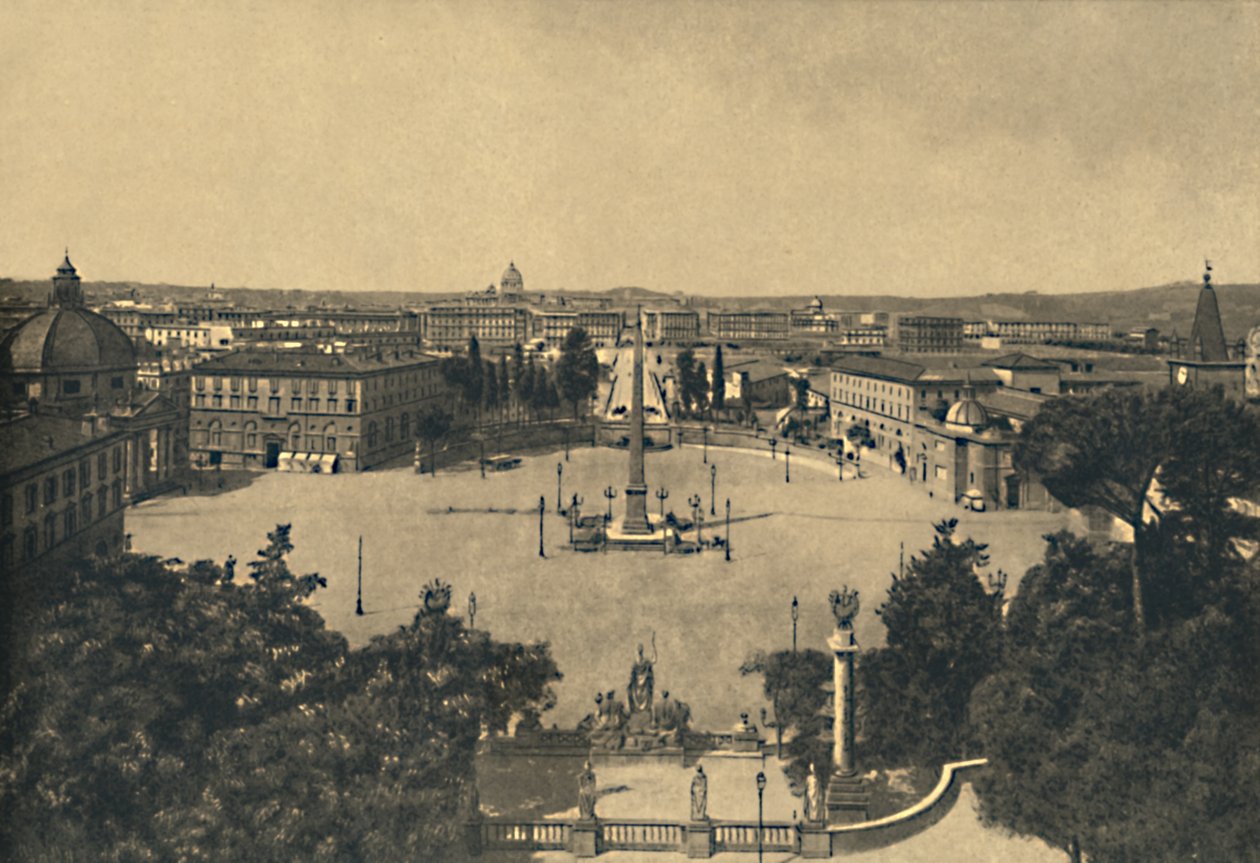 Roma - Udsigt fra Pincian Garden: Popolo-poppeltræernes plads, 1910 af Unbekannt