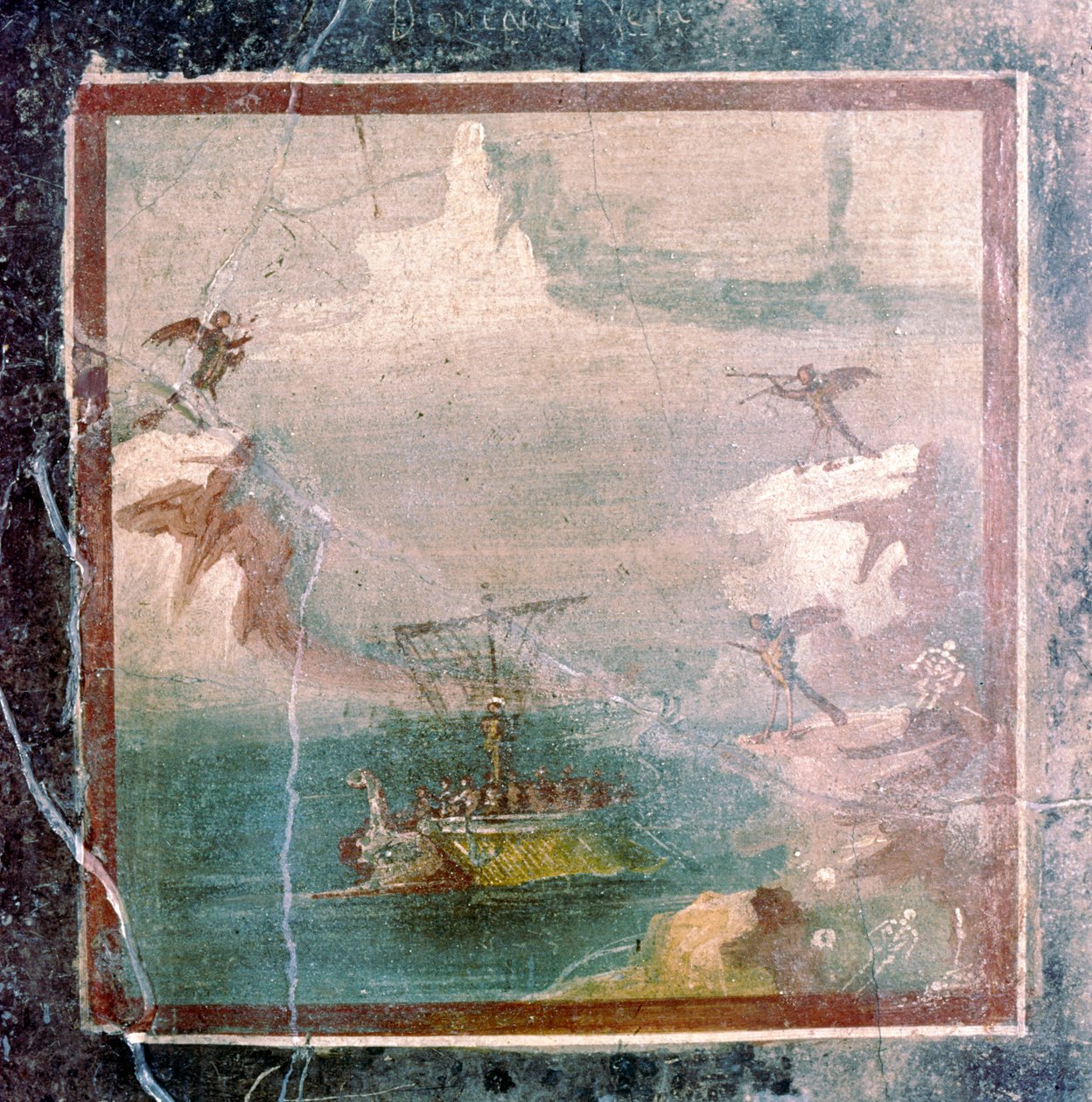 Romersk vægmaleri, Ulysses og sirenerne, Pompeji, 1. århundrede af Unbekannt