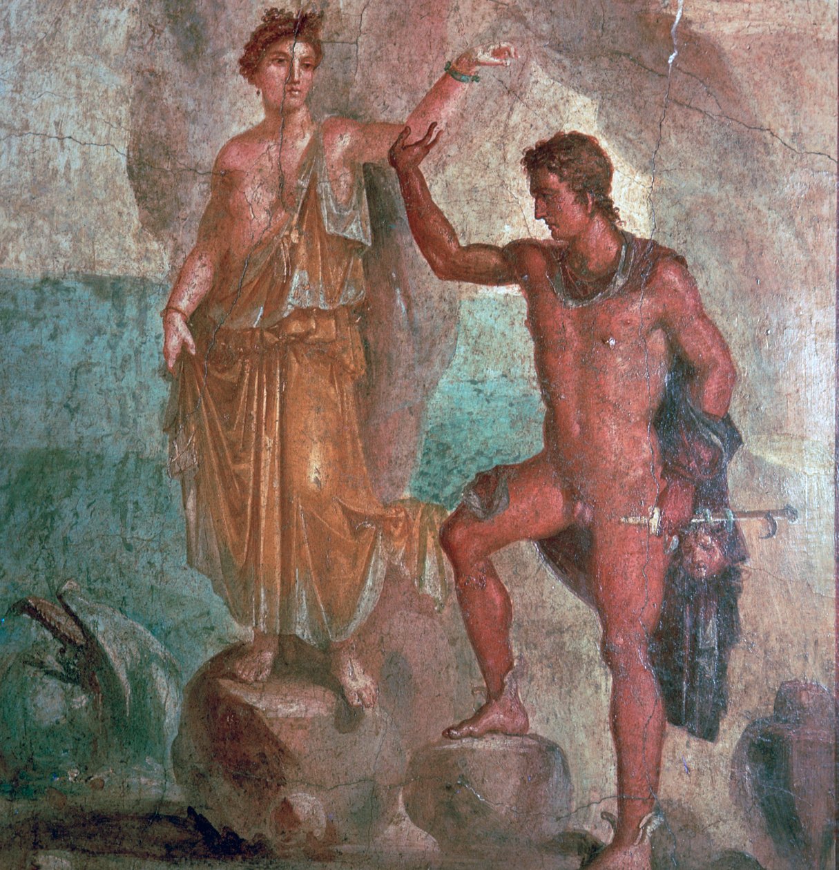 Romersk vægmaleri fra Dioscuri-huset i Pompeji, 1. århundrede af Unbekannt