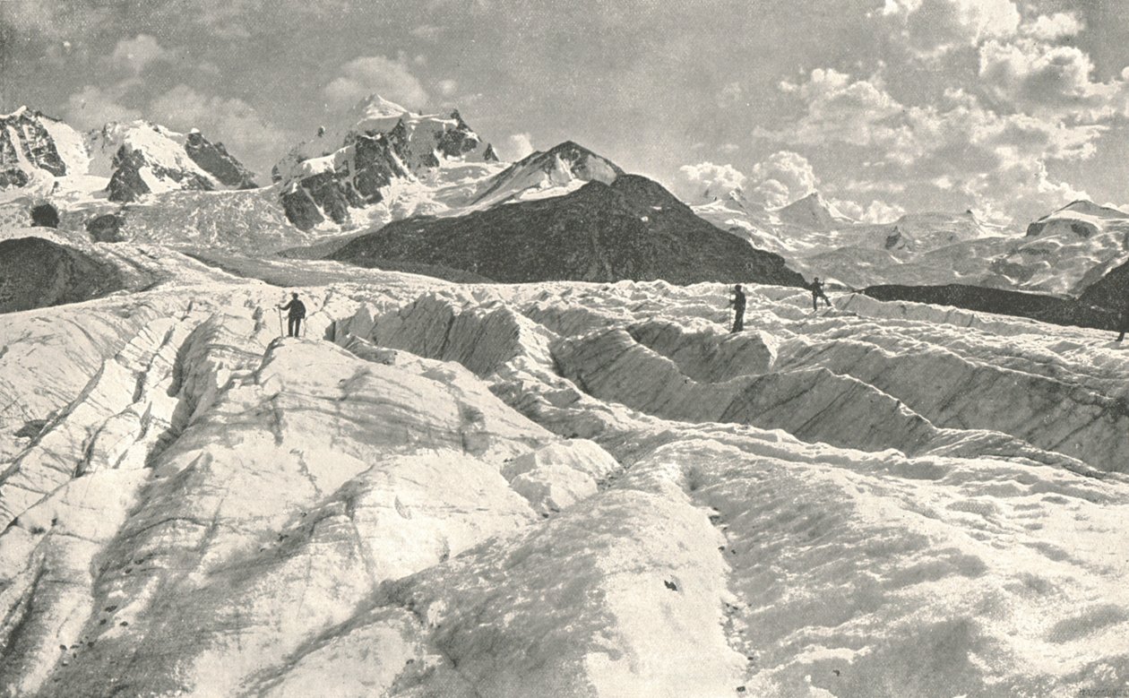 Roseg-gletsjeren nær Pontresina, Engadine, Schweiz, 1895. af Unbekannt