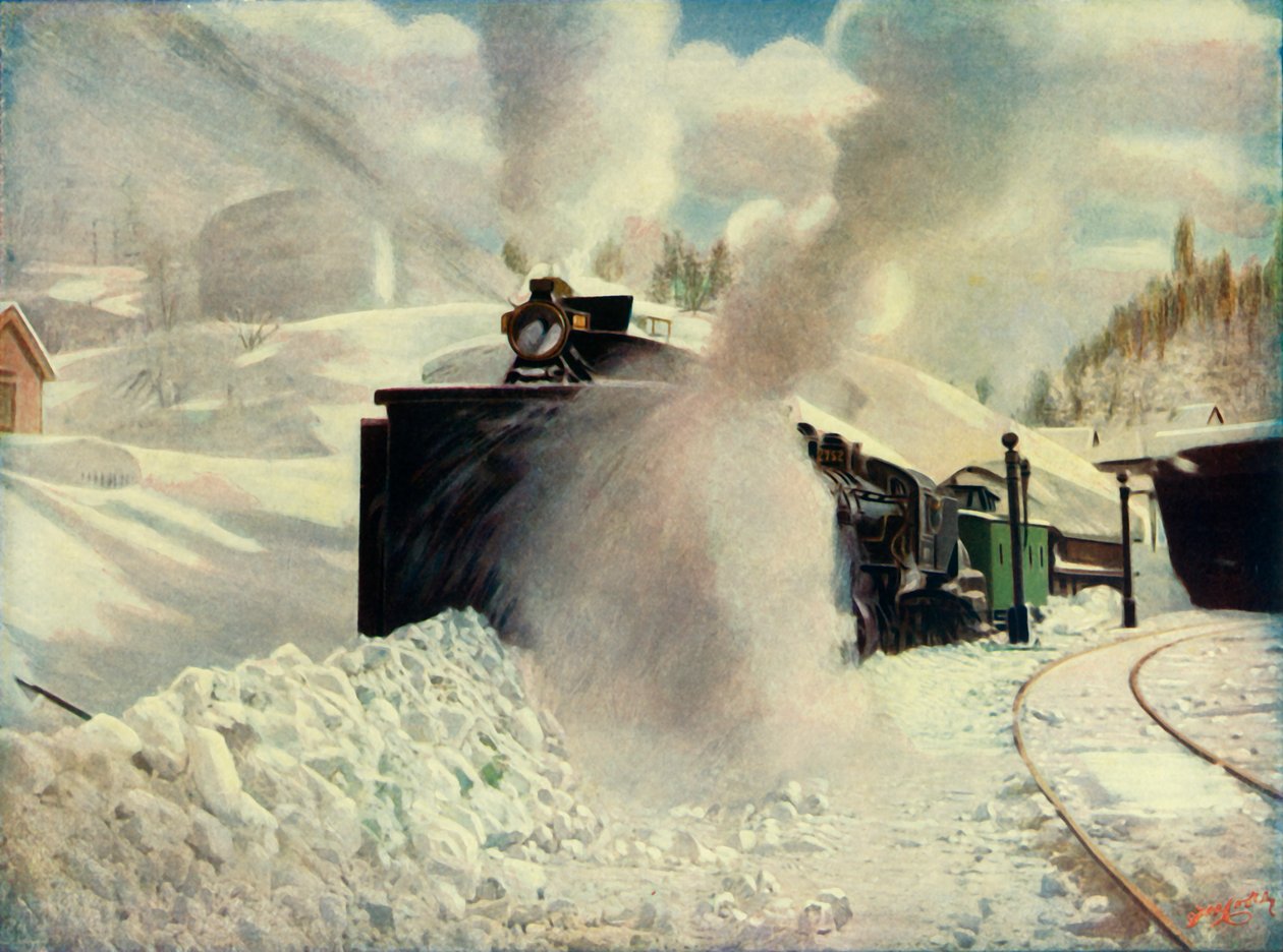 Roterende sneplov ved Blue Canyon, California Southern Pacific Railway, 1930. af Unbekannt