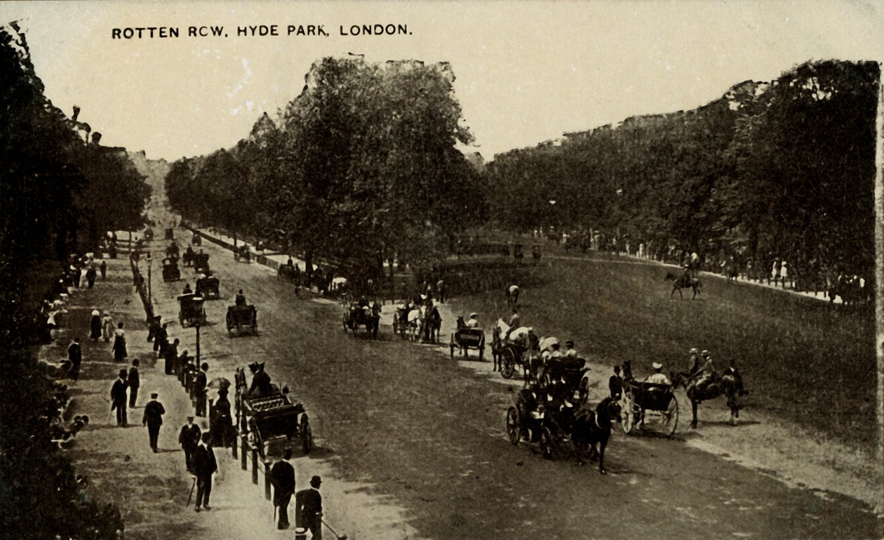 Rotten Row, Hyde Park, London, slutningen af det 19.-begyndelsen af det 20. århundrede. af Unbekannt