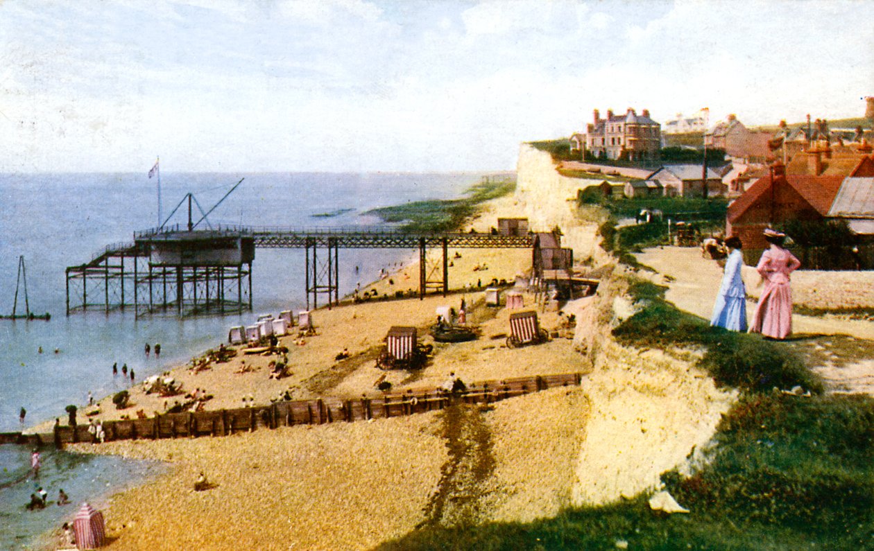 Rottingdean-stranden, East Sussex, mod vest, ca. 1900-1920