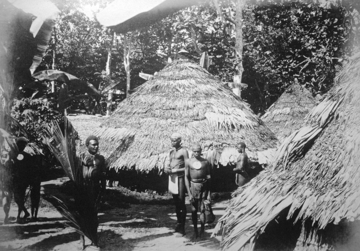 Runde huse af indfødte i Timotu, Santa Cruz, 1892 af Unbekannt