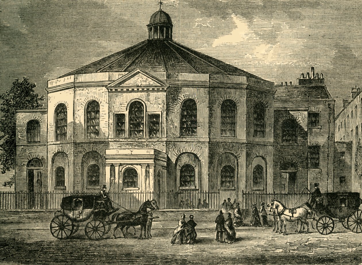 Rowland Hills Chapel i 1814, c1878. af Unbekannt