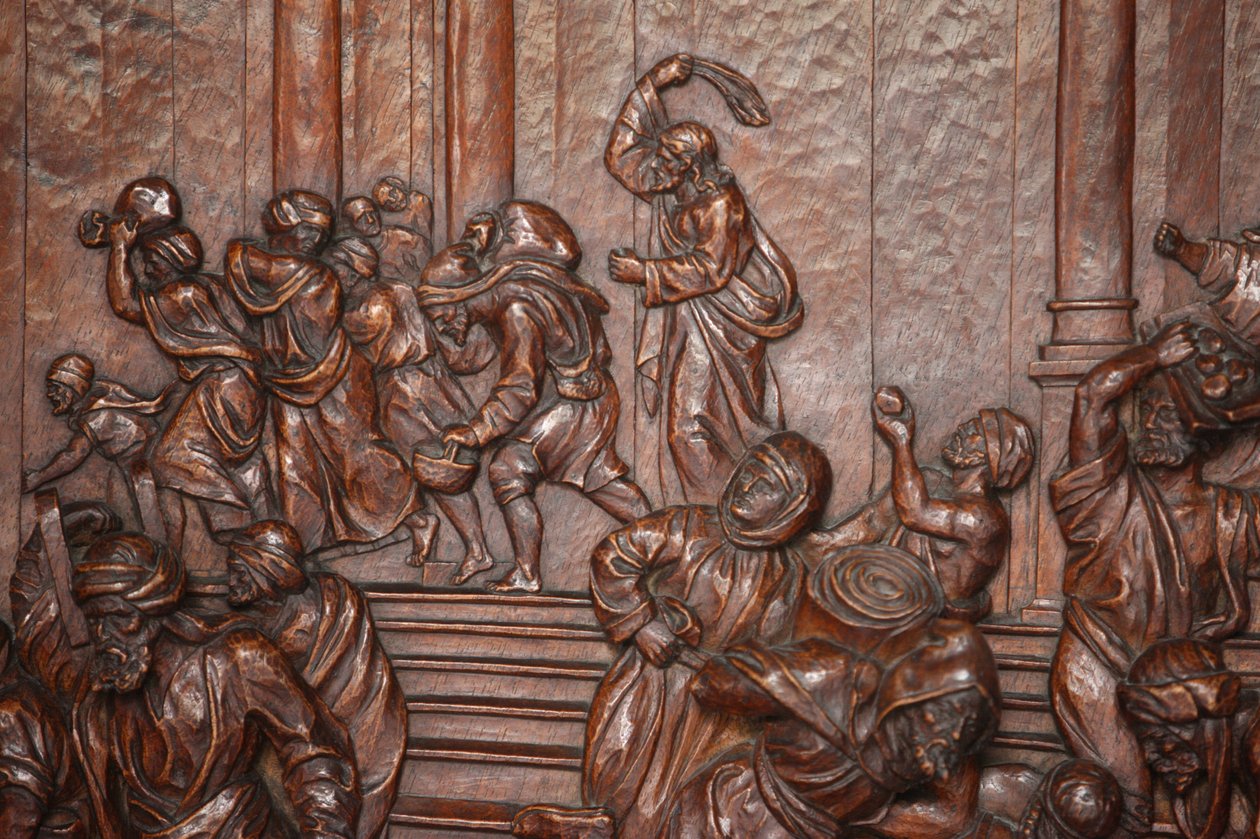 Royal Basilica of San Francisco el Grande. Jesus jager købmændene fra templet Madrid Spanien af Unbekannt