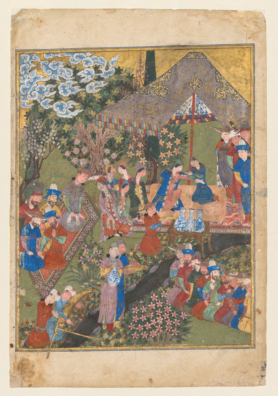 Kongelig fest i en have, bagside af højre folio fra den dobbeltsidede forside..., ca. 1440. af Unbekannt