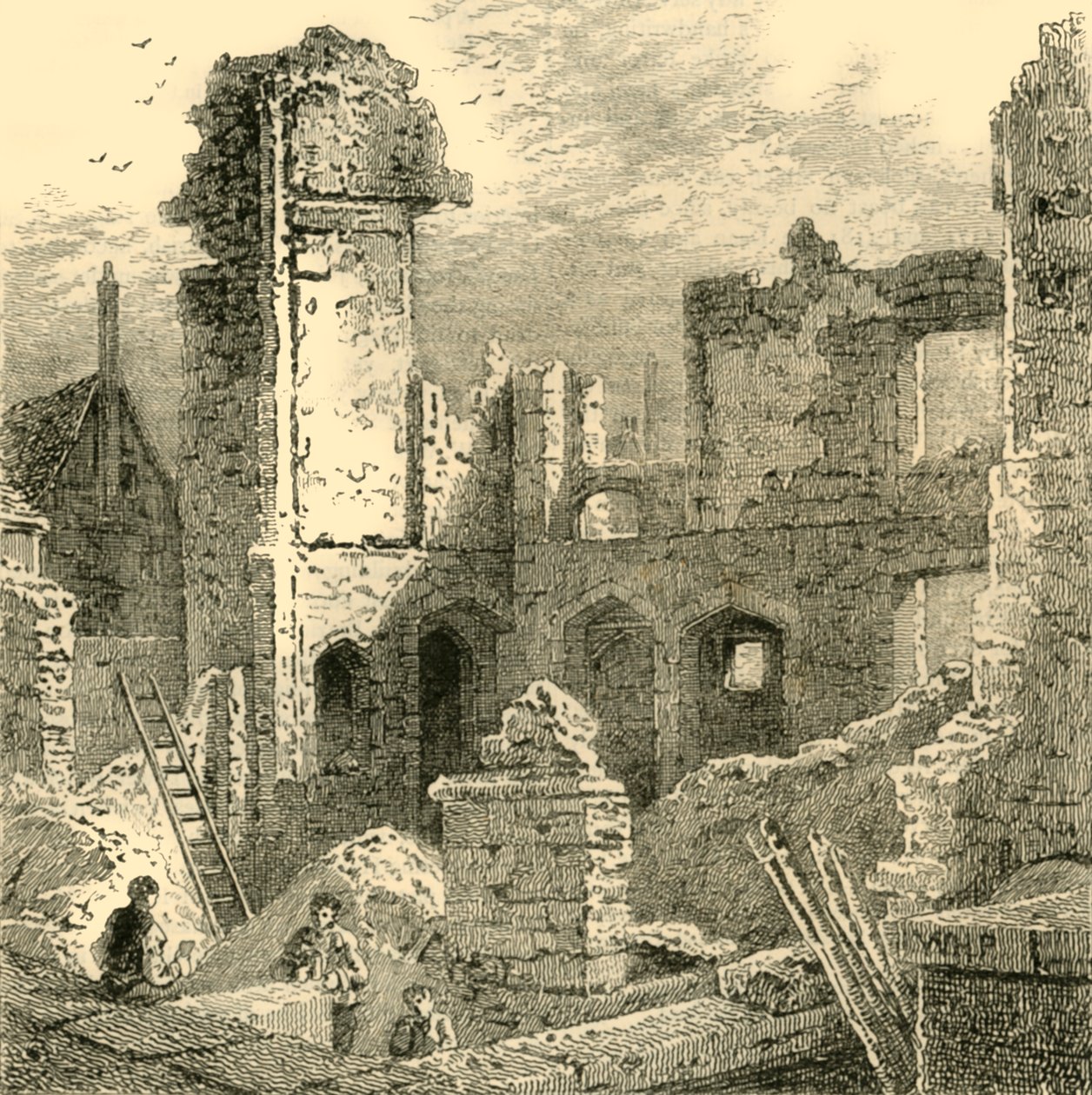 Ruinerne af klosteret St. Clare, c1872. af Unbekannt