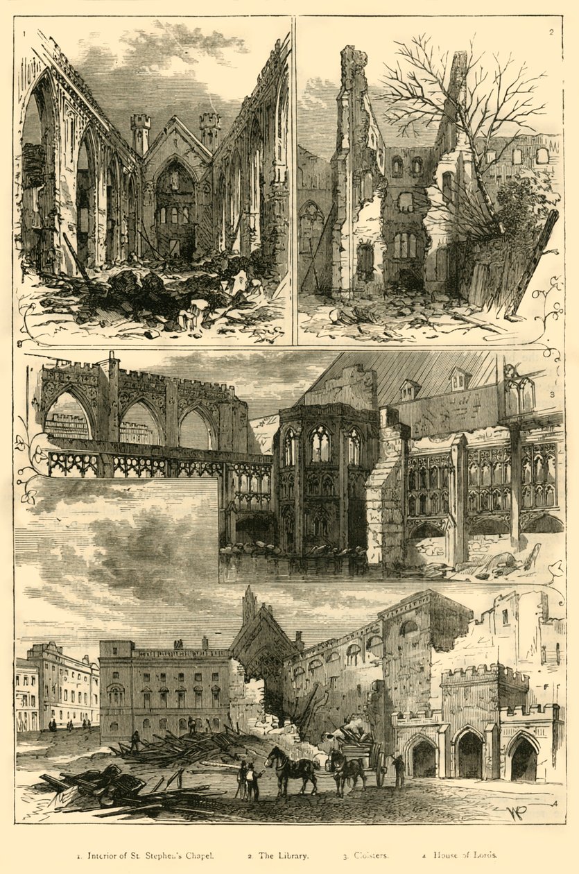 Ruinerne af parlamentets huse, 1881. af Unbekannt